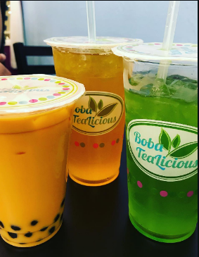 Colorful boba tea drinks at Boba TeaLicious Chico CA